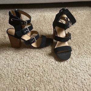 DSW black strappy heels